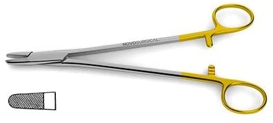 Jacobson Micro Scissors, Flat Bayonet Handle, 7 1/4" (18.5 Cm), Angled Blades